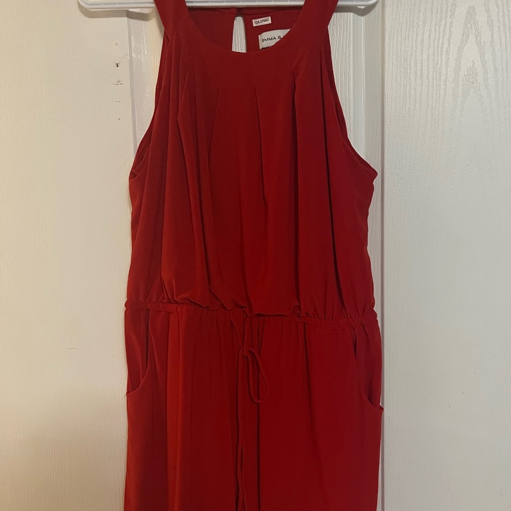 Emma & Michele Scarlet Sleeveless Romper With Pockets